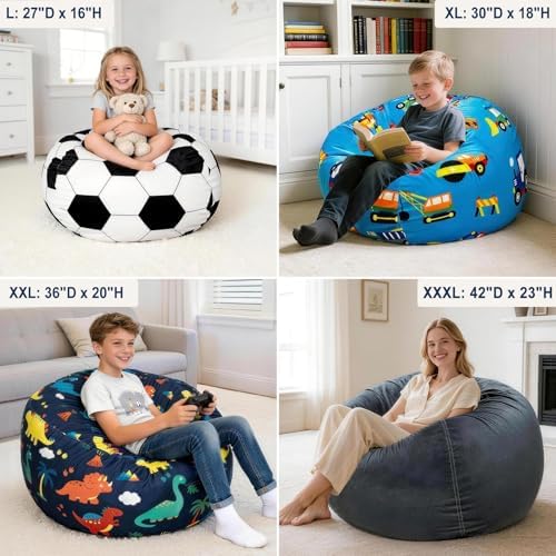Lukeight Dinosaur Stuffed Animal Storage Bean Bag Chair Cover for Teens (No Filler), Velvet Plush Toy Organizer Seat, Long YKK Zipper, Side Pocket, XX-Large 36"D x 20"H - Image 5