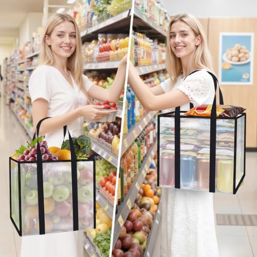 Reusable Grocery Bags, Clear Shopping Bags, 6 Pack, 33L - Image 2