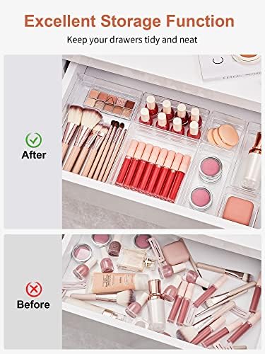 SMARTAKE 16 PCS Drawer Organizer, 5-Size Desk Bathroom Drawer Organizer - Image 4