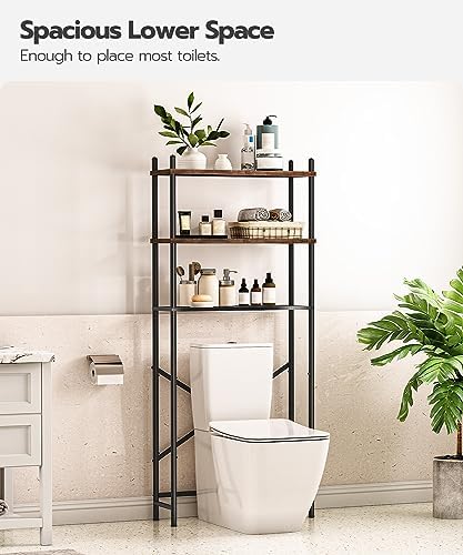 HOOBRO Over the Toilet Storage, 3-Tier Over Toilet Bathroom Organizer, Freestanding Above Toilet Shelf with Adjustable Feet, Space Saving, Easy Assembly, Rustic Brown and Black BF63TS01 - Image 4