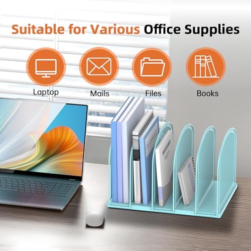 SUPEASY 5-Section Vertical File Organizer, Mesh Desk Organizer, Blue - Image 6