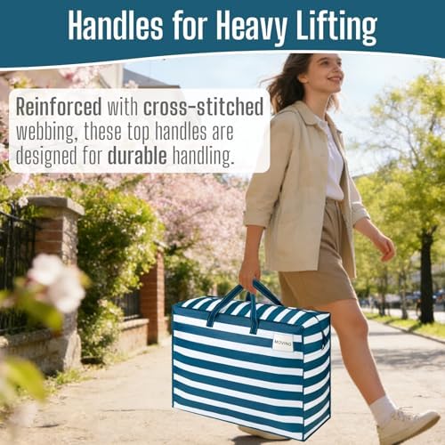 VENO Heavy Duty Moving Bags, 27 Gallon, Classic Navy Stripe, 4 Pack - Image 4