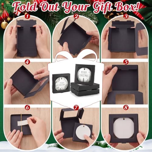 Dunzoom 25 Pcs Christmas Sublimation Blanks Ornament Gift Box, Black - Image 3