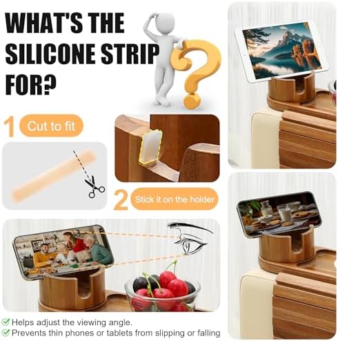 Couch Cup Holder with Phone Stand, Couch Arm Tray for Armrests Over 4.9" - Image 4
