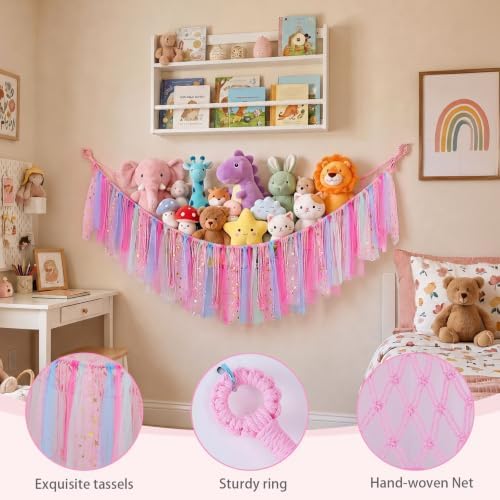 FIOBEE Stuffed Animals Net LED Light Toy Hammock for Kids Bedroom Storage - Image 6