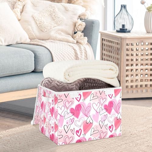 Valentine's Day Storage Bins with Lids and Carrying Handle,Foldable Storage Boxes Organizer Containers Baskets Cube with Cover for Home Bedroom Closet Office - Image 5