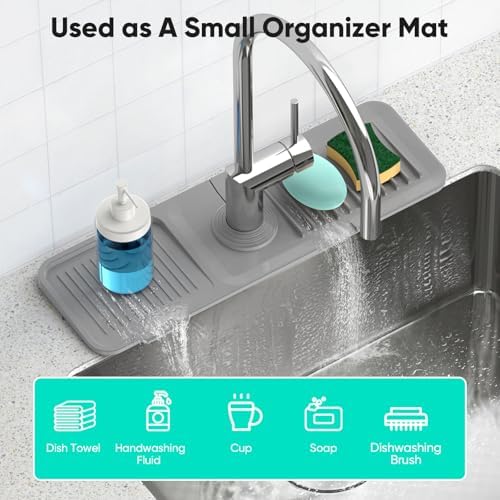 17.7'' Faucet Mat for Kitchen Sink Splash Guard Drain Mat Behind Faucet - Image 6