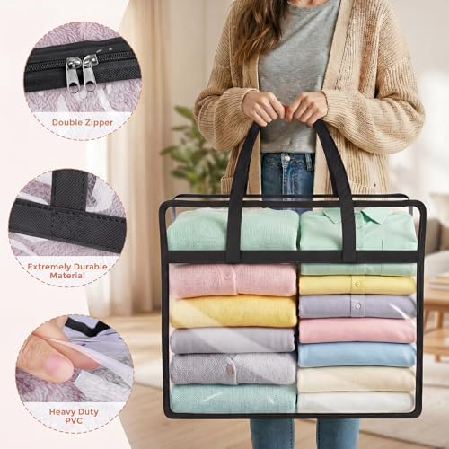 6 Pack Clear Storage Bags for Clothes, 45L Closet Organizers and Storage - Image 3