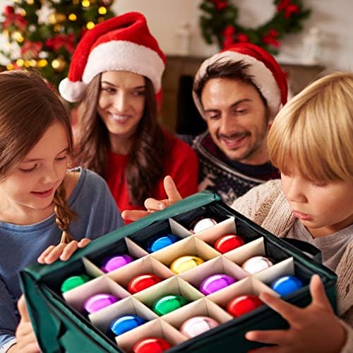 ProPik Christmas Ornament Storage Box, Organizer Holds Up to 48 Xmas Balls with 3 Separate Removable Trays, Container has Dividers to Organize Holiday Tree Ornaments (Green) - Image 6