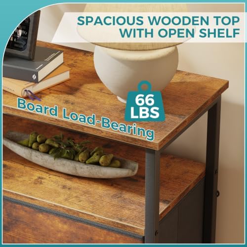OLIXIS 8 Drawers Fabric Dresser, Raised Shelf Tall Chest of Drawers, Brown - Image 5
