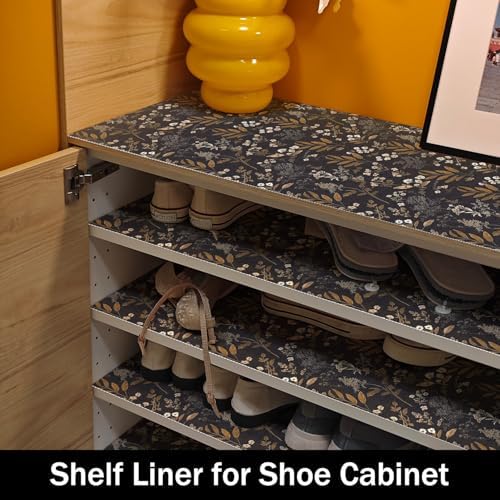 Black Leaf Shelf Drawer Liners, Non Adhesive and Strong Non-Slip - Image 4