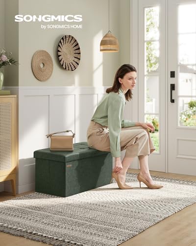 SONGMICS Storage Ottoman Bench, 30 Inches Folding Foot Rest Stool - Image 4