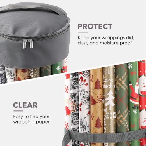 Christmas Wrapping Paper Organizer, 41" Gift Wrapping Paper Storage Gray - Image 5