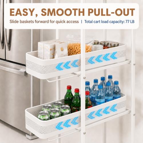 4 Tier Metal Slim Rolling Storage Cart Kitchen Bathroom Laundry Organizer - Image 2