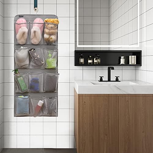 Dual Sided Hanging Shoe Organizer for Closet with Rotating Hanger Hanging Shoe Rack Holder with 24 Large Pockets (Grey-Mesh Pockets) - Image 5