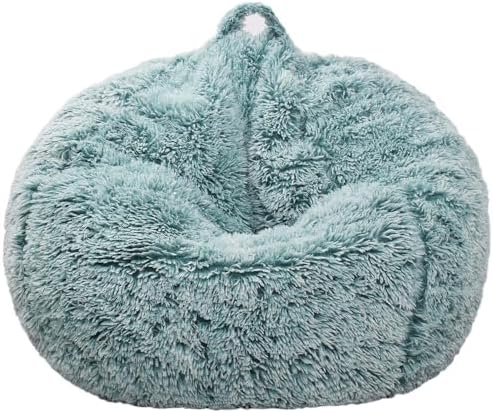 Fluffy Stuffed Animal Storage Bean Bag Chair Cover (No Filler), Faux Fur Comfy Bean Bag Cover for Organizing Plush Toys or Textile, for Adults Teens Kids Girls,Dark Green - Image 2