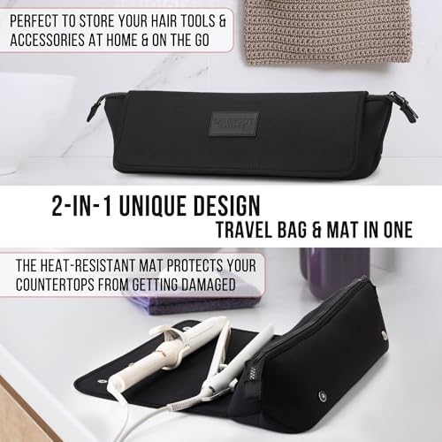 BAREFOOT CARIBOU Hair Tools Travel Bag and Heat Resistant Mat 17" (Black) - Image 5