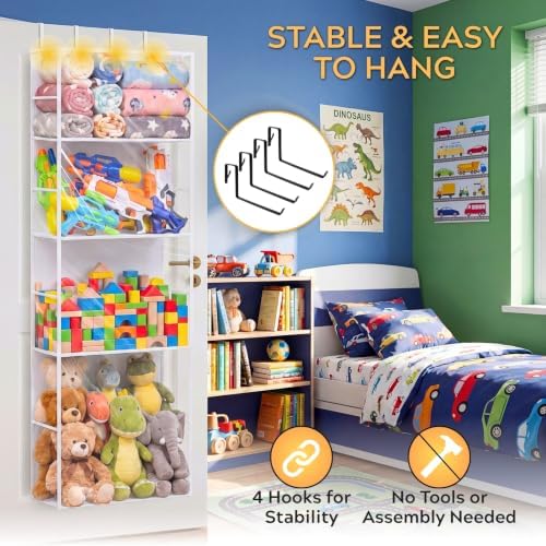 Ofiray-home Over the Door Stuffed Animal Storage with Clear Dust Cover - Image 5