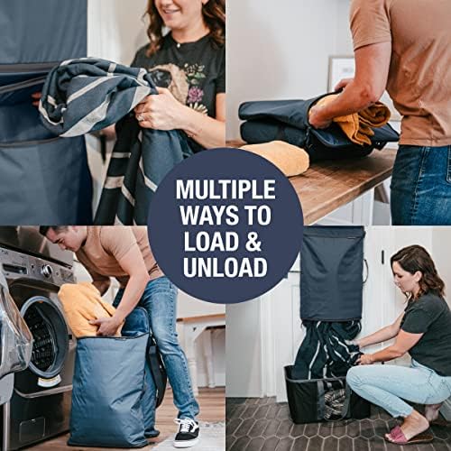CleverMade Over-the-Door Double Laundry Hamper, 43L Laundry Organizer Ocean - Image 4