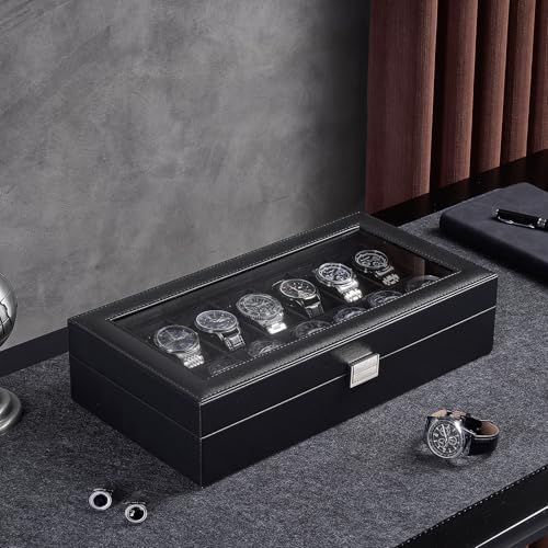 ProCase Watch Box Organizer, 14 Slot Watch Display Case, Allblack - Image 3