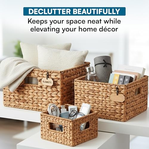 Honey-Can-Do Woven Water Hyacinth Wicker Storage Baskets, Nesting Set of 3 - Image 5