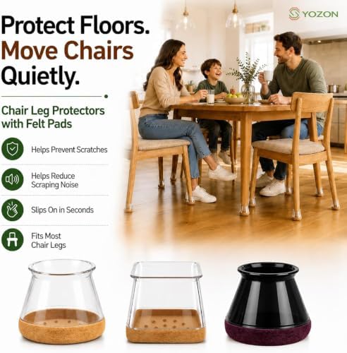 YOZON Chair Leg Floor Protectors Silicone Caps Felt Strengthen Bottom - Image 5