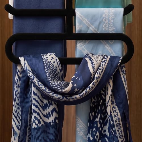 Hangerworld Single Black Flocked Tie Rack & Belt Organiser Non-Slip Coat Clothes Accessory Hanger, Metal - Image 3