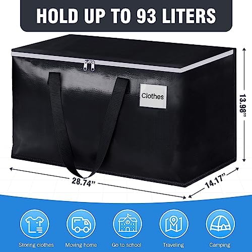 Heavy Duty Moving Bags, Extra Large Storage Bags, 93L, 2-Pack, Black - Image 2