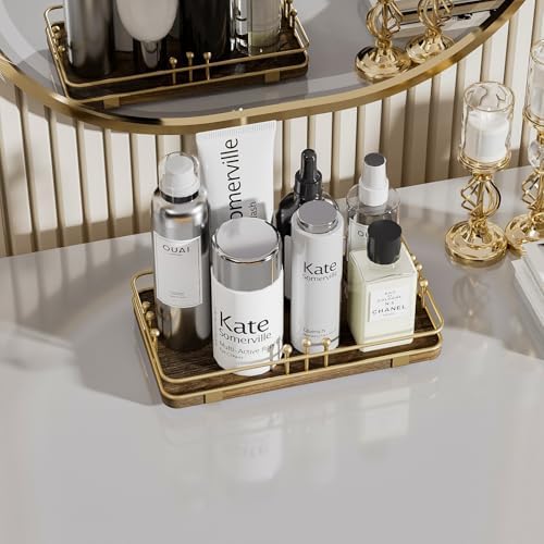Bathroom Vanity Tray Countertop, Decor Tray 7.9"x4.4" Brown-Gold - Image 5