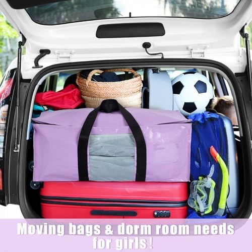 6 Pack Heavy Duty Extra Large Dorm Moving Bags, Purple - Image 3