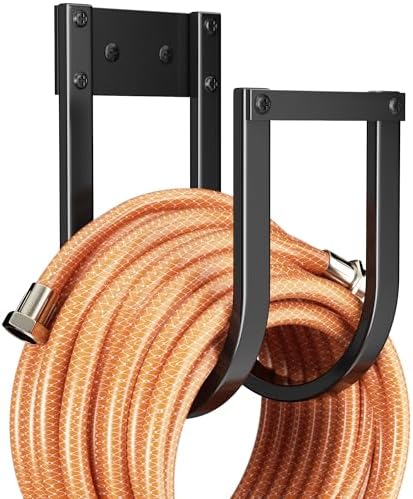 Garden Hose Holder Wall Mount - Metal Water Hose Hanger for Outside, Durable Hook for Garden, Garage, or Yard Storage (2 Pack) by pickpiff