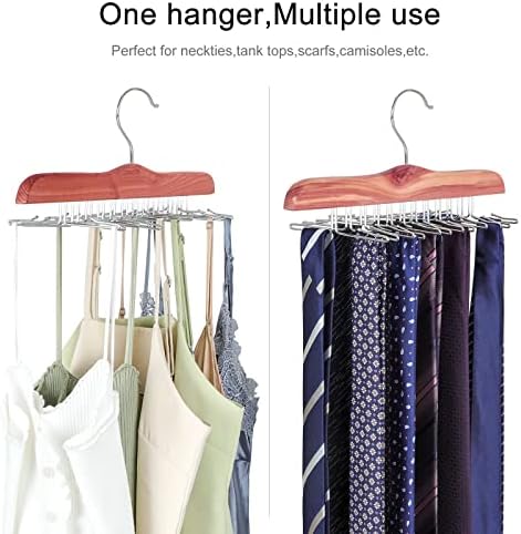 TOPIA HANGER American Red Cedar Wooden Tie Racks for Closet, 24 Tie Hangers Organizer, High-Grade Space Saving Necktie Holder for Storage and Display Bra, Tank Top, Camisole (1-Pack) CT14T - Image 6