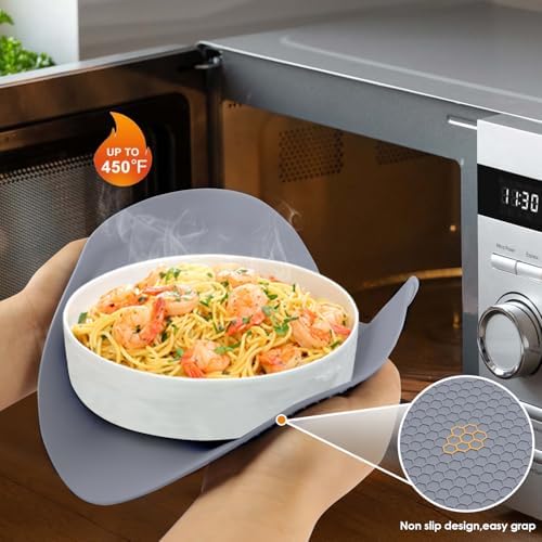 4 Pack 12 Inch Multi-Purpose Silicone Mat, As Drying Mat, Microwave Mat, Trivet, Pot Holder, Placemat, Utensils Rest, Pad for Hot Pans Plates Dishes Kitchen Countertop, Heat Resistant Mat, Light Gray - Image 2