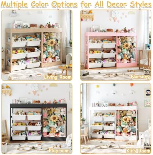 VontinT 50.6" W Toy Storage Organizer with Stuffed Animal Holder,Wooden - Image 7