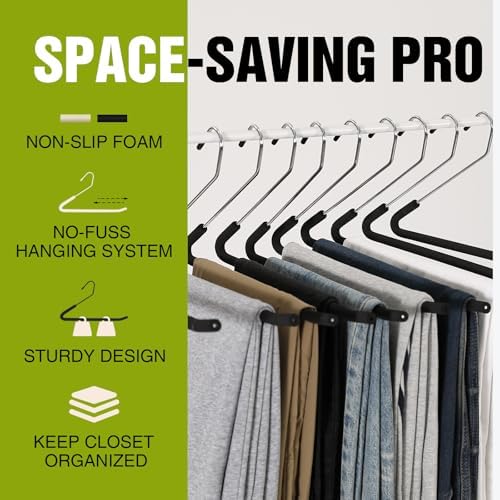 Foam Padded Non Slip Women Men Slacks Trouser Pants Hangers Black Long 20 - Image 4