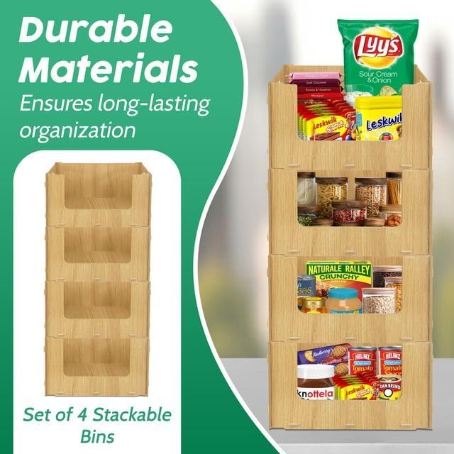 Stackable Storage Bins Open Front for Pantry Storage, 4 Pack - Image 3
