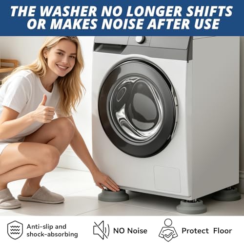 Anti Vibration Pads for Washing Machine with Powerful Sucker, Anti Vibration Pads Vibration Absorber,Washer and Dryer Stand,Stops Washer Dryer Prevents Noise, Washing Machine Stand |Grey, 4pcs| - Image 2