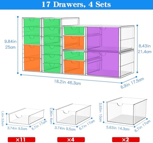 ARSTPEOE 17-Drawer Acrylic Storage & Makeup Organizer for Desk, Bath - Image 3