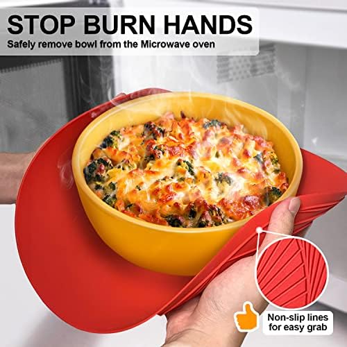 Walfos 12 10 Inch Silicone Microwave Mats, Microwave Splatter Cover for Food, Pot Holders for Kitchen, Non-Slip Heat Resistant Silicone Mats for Microwave, Oven, Hot Pan, Pot (Red) - Image 5