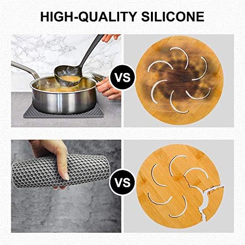Silicone Trivet Mats, Silicone Pot Holders for Hot Pots and Pans, Heat Resistant Counter Mats for Tables, Countertops, Spoon Rest and Large Coasters, 4 Pack Gray Trivets for Hot Dishes - Image 6