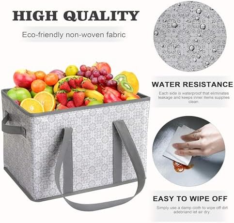 Reusable Grocery Bags 8 Pack, Foldable & Water Resistant Shopping Bags - Image 5