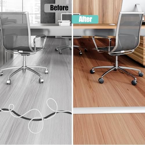 Floor Cord Cover Self Adhesive Cord Hider,3.3FT Cable Management, Extension Strip Protector for Wires, Prevent Cable Trips for Offices, Gyms, Exhibitions Cavity:0.51"(W) x 0.3"(H) White - Image 5