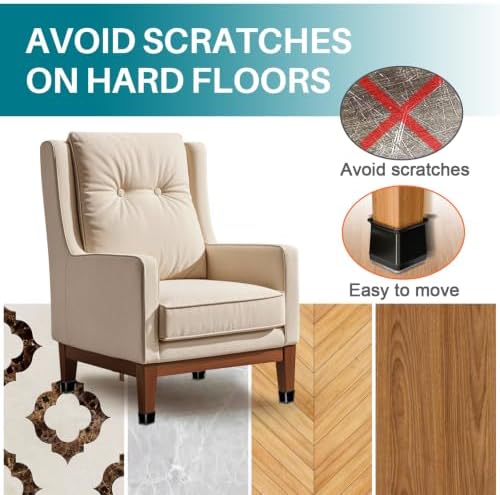 Ansible 24 Pcs Chair Leg Floor Protectors Square - Image 2