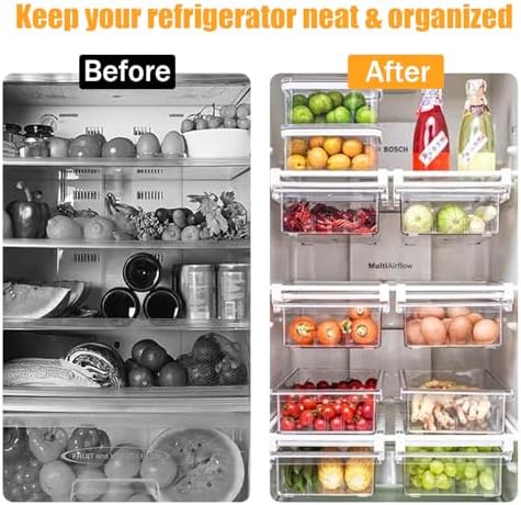 URALFA 2PCS Fridge Drawer Organizer and Egg Holder For Refrigerator - Image 4