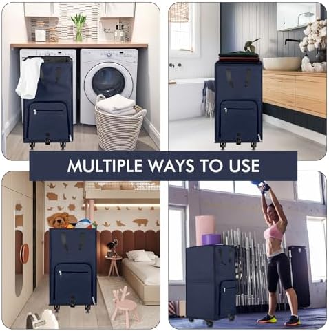 Bukere Large Rolling Laundry Basket, Laundry Hamper with Wheels, 4 Casters and 2 Handles, Collapsible Freestanding Wheeled Laundry Bag for Clothes, Apartment, College - Image 7