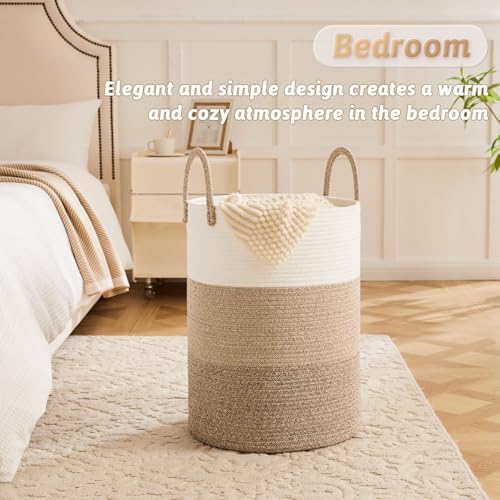 Artfeel Laundry Basket,Woven Cotton Rope Laundry Hamper,60L for Decorative Storage of Dirty Clothes,Toys and Blankets in Bathroom,Bedroom and Living Room - Image 4