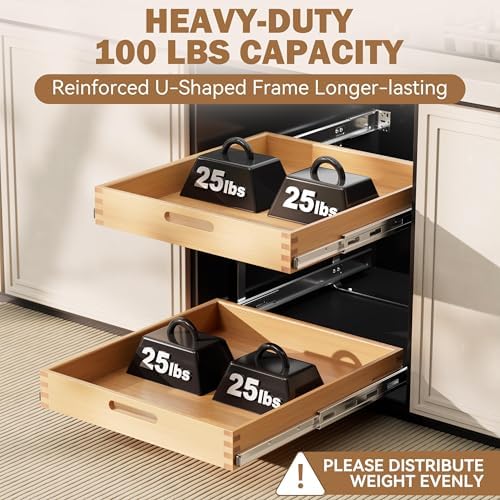2 Tier Pull Out Drawers for Cabinets 21"W x 21"D, Farmeless&Farme - Image 5