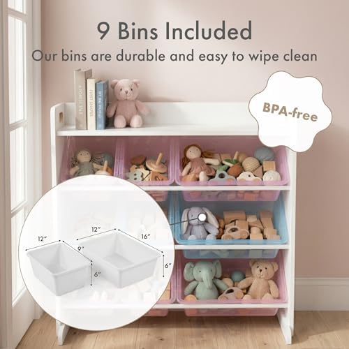 Humble Crew Kids Toy Organizer with Display Shelf, 9 Bins, 3 Tier Storage - Image 4