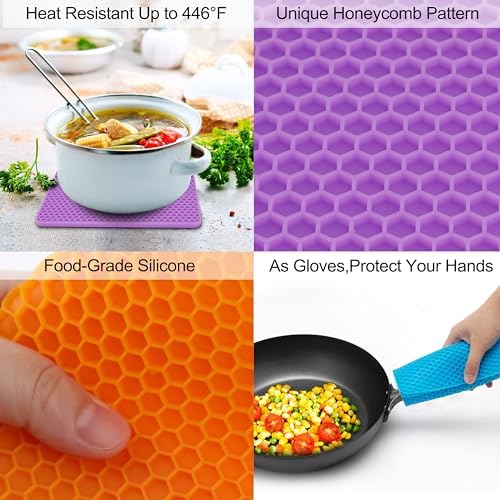 6 Pack Silicone Trivet Mat, Silicone Trivets for Hot Pots and Pans, Multipurpose Non-Slip & Heat Resistant Silicone Hot Pad for Kitchen Counter - Image 5