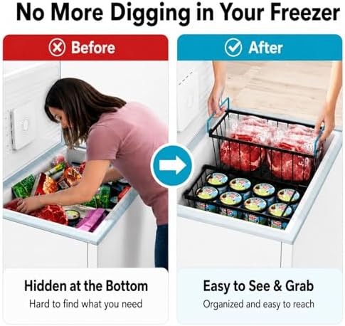 iSPECLE Freezer Organizer Bins - Small Storage Baskets for 7 Cu.Ft, 4 Pack - Image 3